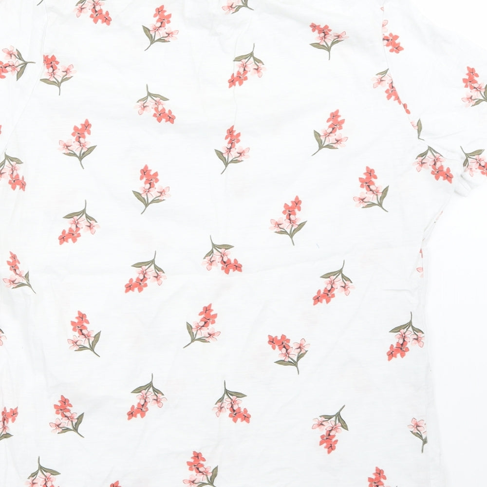 Debenhams Womens White Floral  Basic T-Shirt Size 18