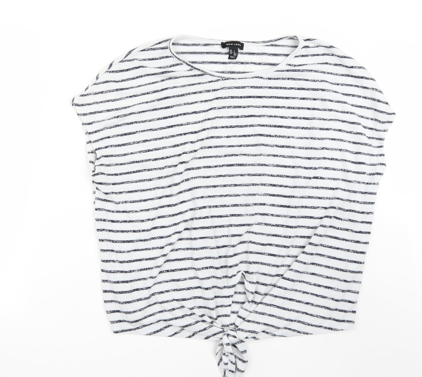 Newlook Womens White Striped  Basic T-Shirt Size L