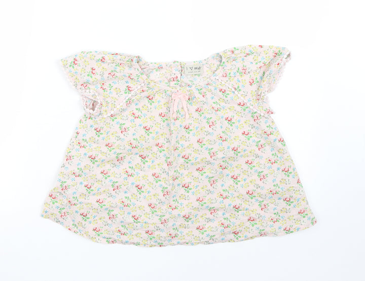 NEXT Girls Beige Floral Basic T-Shirt Size 3-4 Years