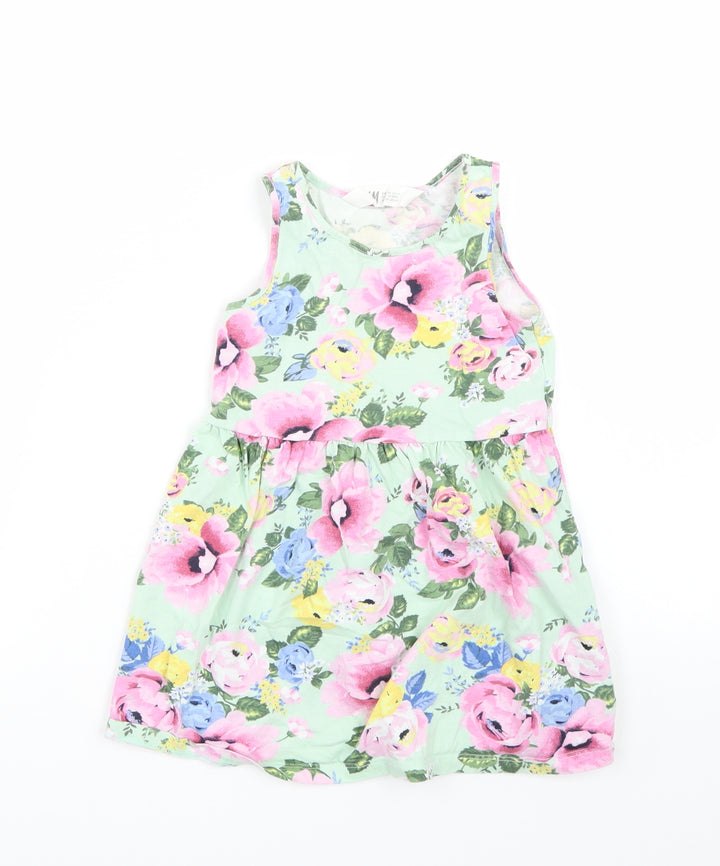 H&M Girls Green Floral  A-Line  Size 3 Years