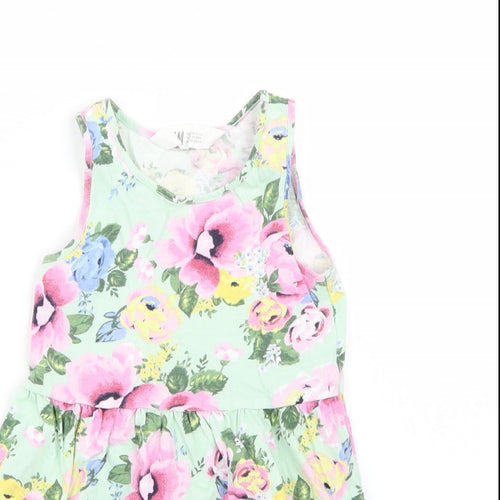 H&M Girls Green Floral  A-Line  Size 3 Years