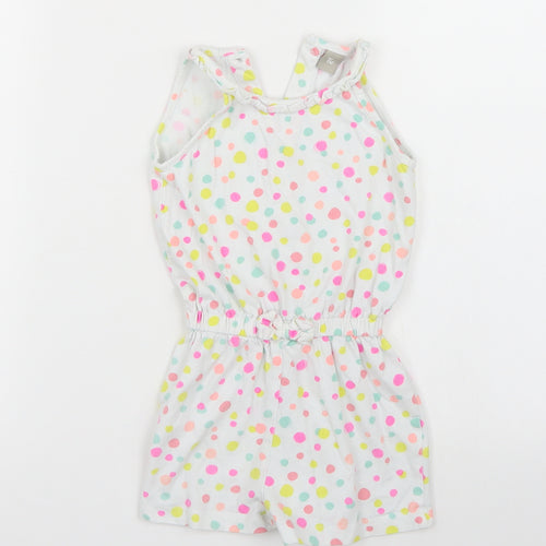 TU Girls White Polka Dot  Playsuit One-Piece Size 3-4 Years