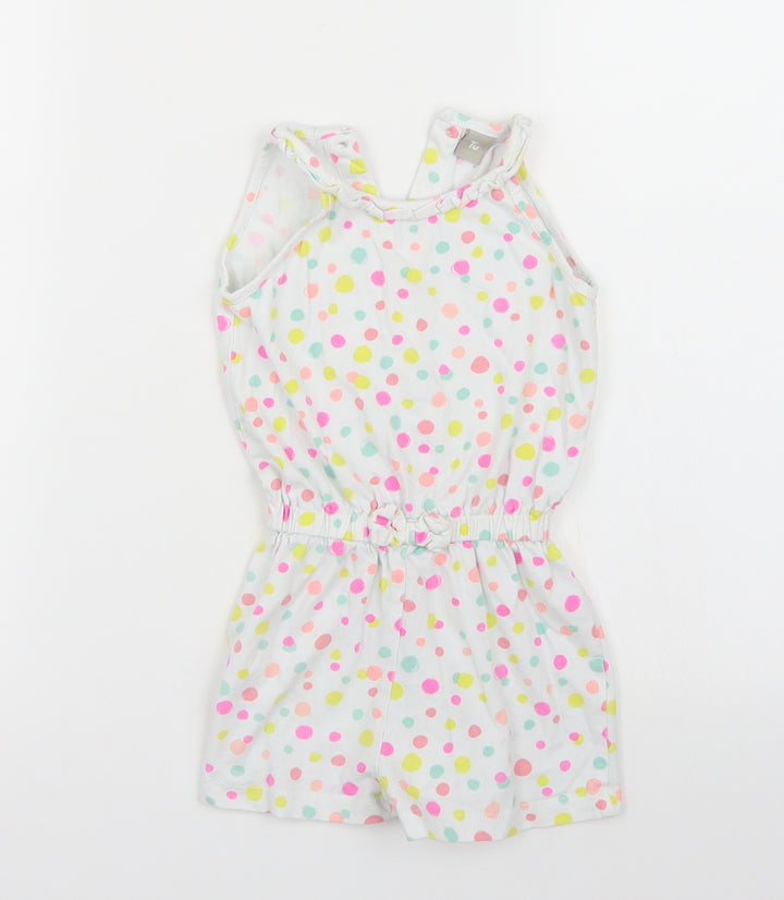 TU Girls White Polka Dot  Playsuit One-Piece Size 3-4 Years
