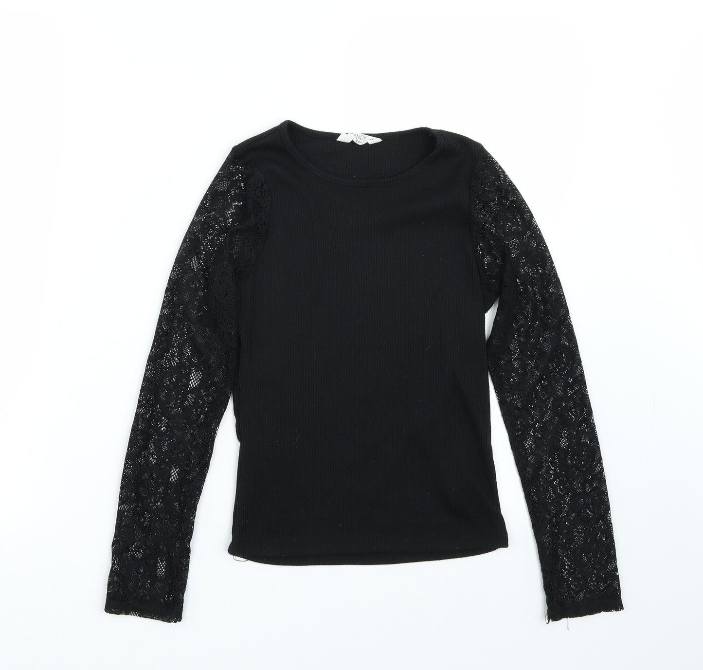 Candy Couture Girls Black   Basic T-Shirt Size 12 Years