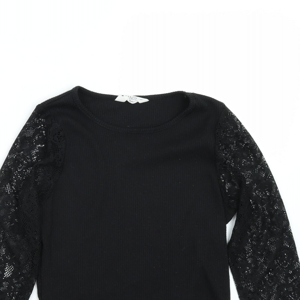 Candy Couture Girls Black   Basic T-Shirt Size 12 Years