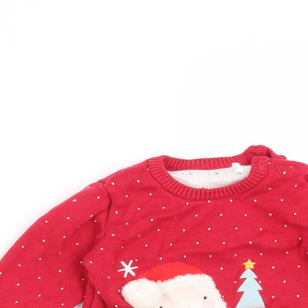 Mini Club Girls Red   Pullover Jumper Size 9-12 Months  - Christmas