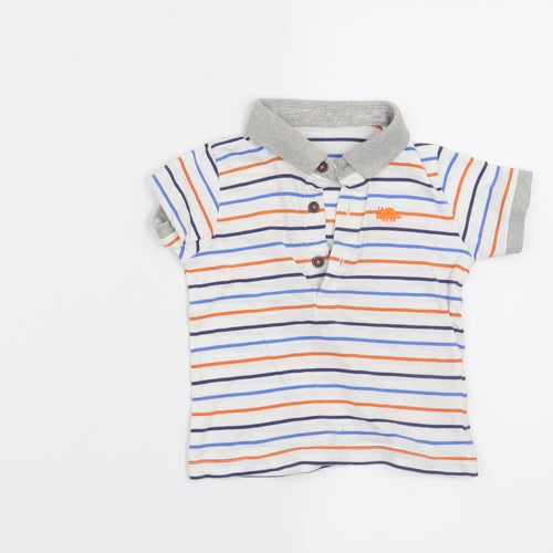 Matalan Boys White Striped  Basic T-Shirt Size 6-9 Months