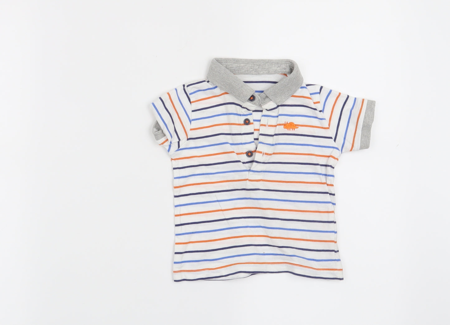 Matalan Boys White Striped  Basic T-Shirt Size 6-9 Months
