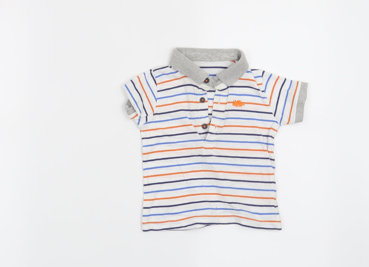 Matalan Boys White Striped  Basic T-Shirt Size 6-9 Months
