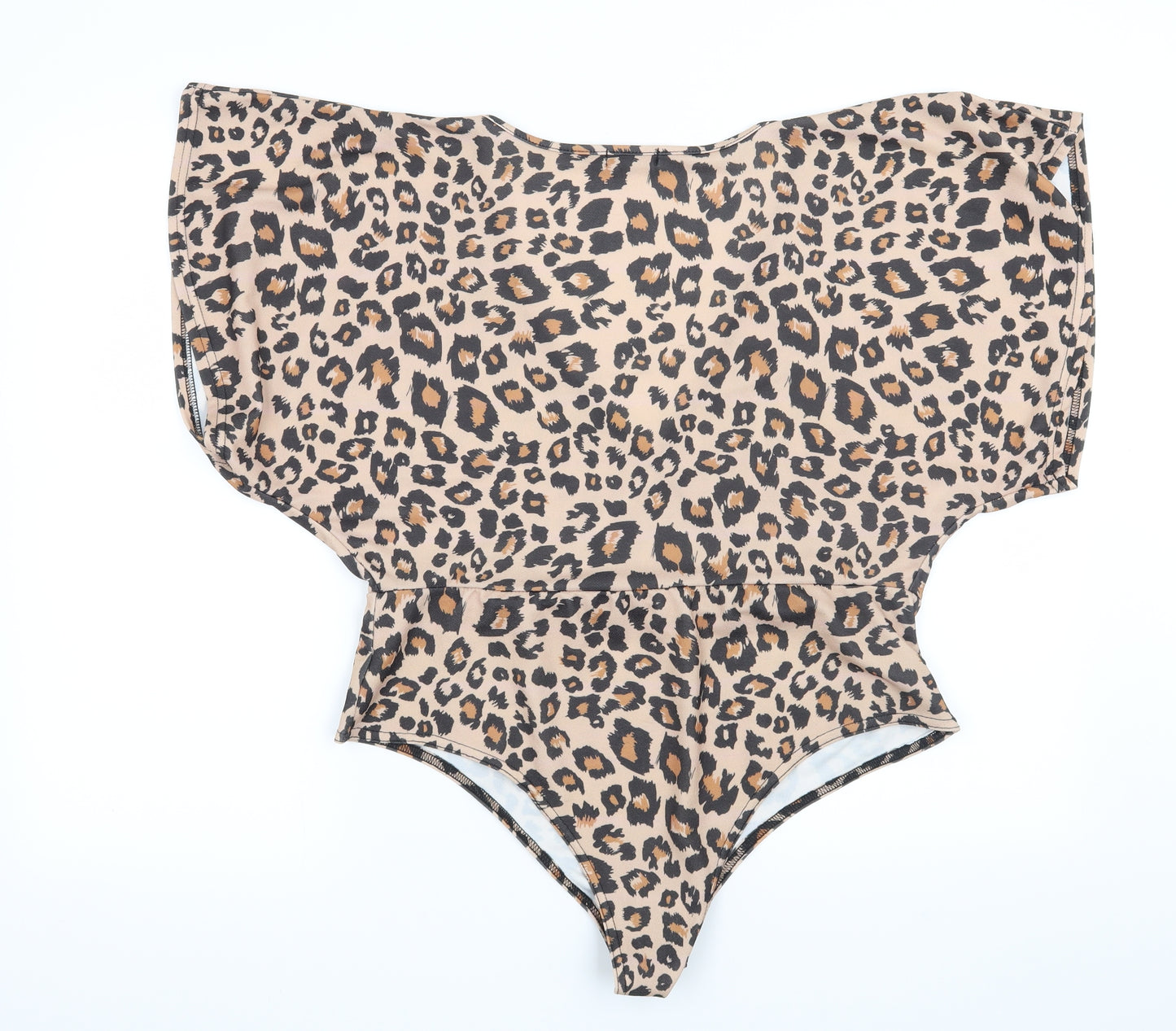 Boohoo Womens Brown Animal Print  Basic Blouse Size 16