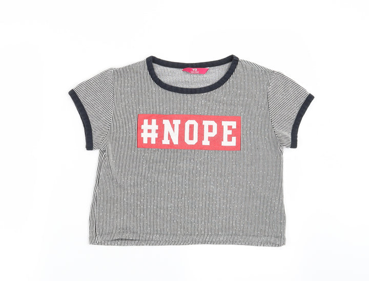Young Dimension Girls Blue Striped  Basic T-Shirt Size 12-13 Years  - #Nope