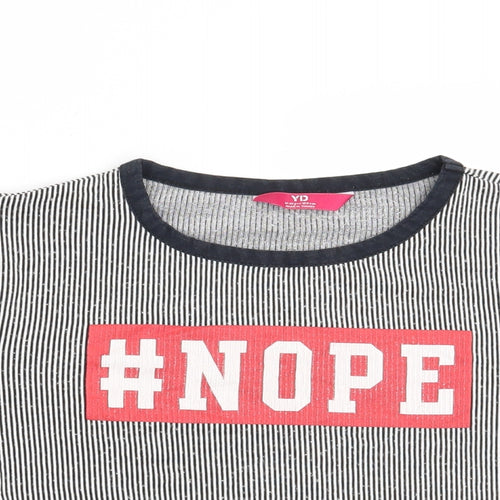 Young Dimension Girls Blue Striped  Basic T-Shirt Size 12-13 Years  - #Nope