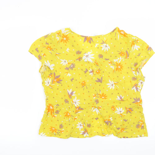 Urban Romantics Womens Yellow Floral  Basic Blouse Size L