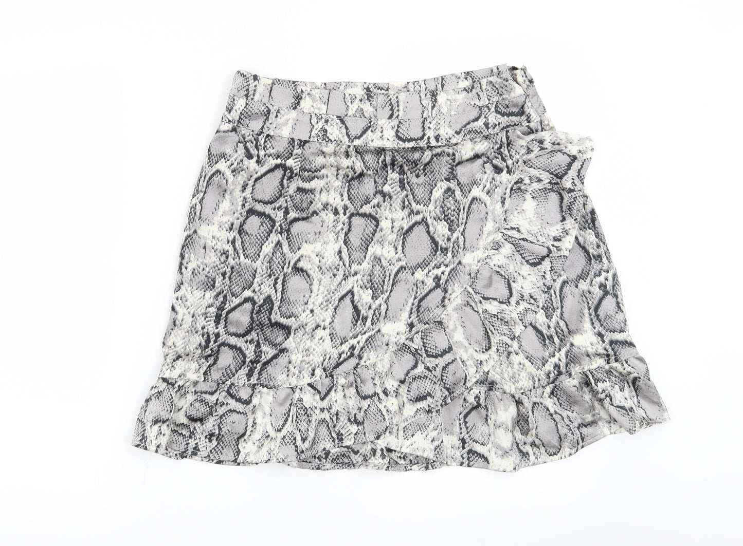 Boohoo Womens Grey Animal Print  Mini Skirt Size 14