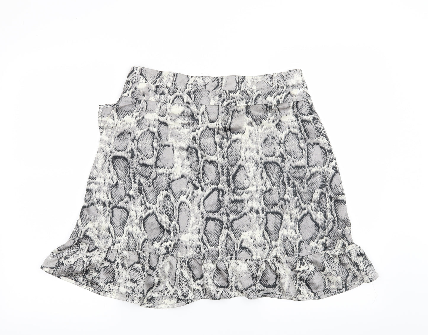 Boohoo Womens Grey Animal Print  Mini Skirt Size 14