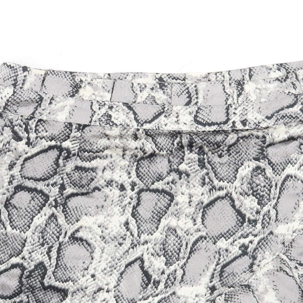 Boohoo Womens Grey Animal Print  Mini Skirt Size 14