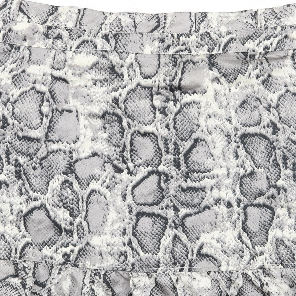 Boohoo Womens Grey Animal Print  Mini Skirt Size 14