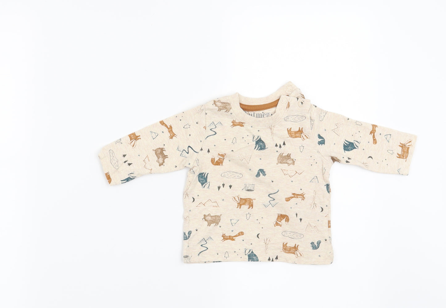 Nutmeg Boys Beige   Pullover Jumper Size 0-3 Months  - Forest Animals