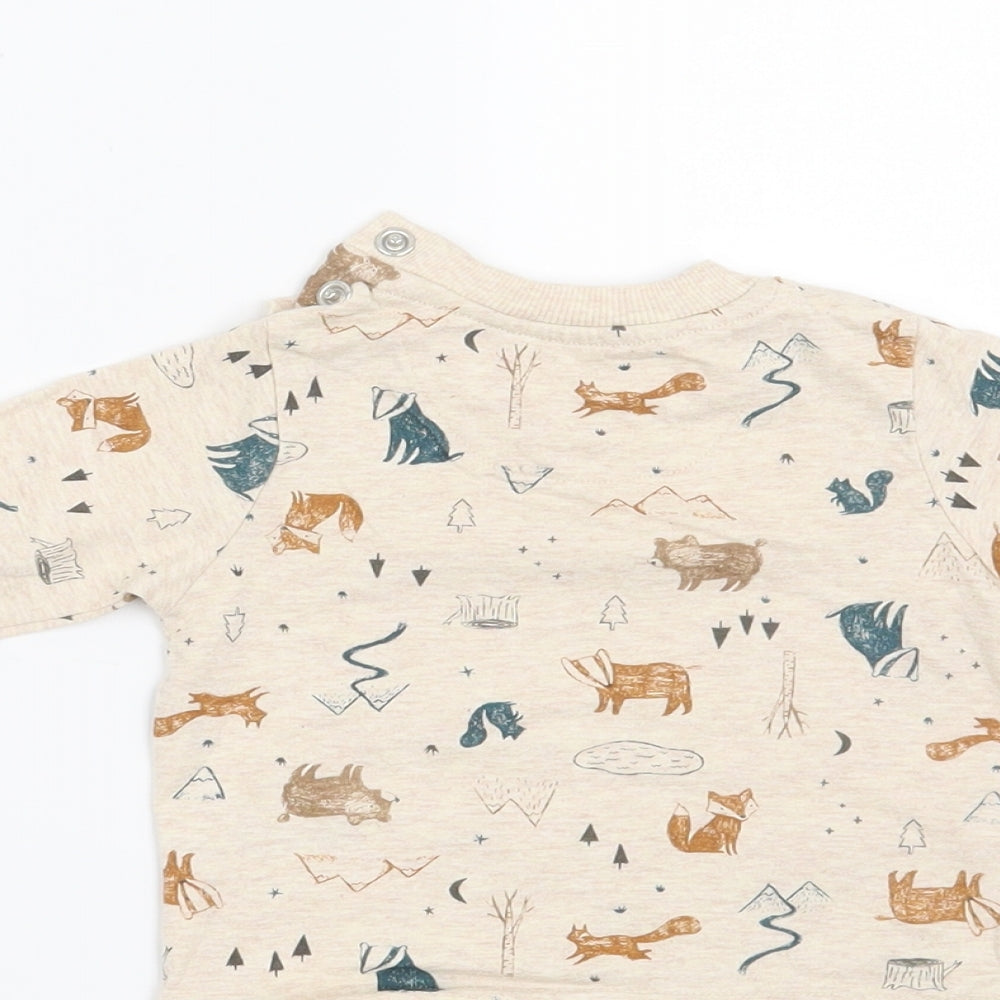 Nutmeg Boys Beige   Pullover Jumper Size 0-3 Months  - Forest Animals