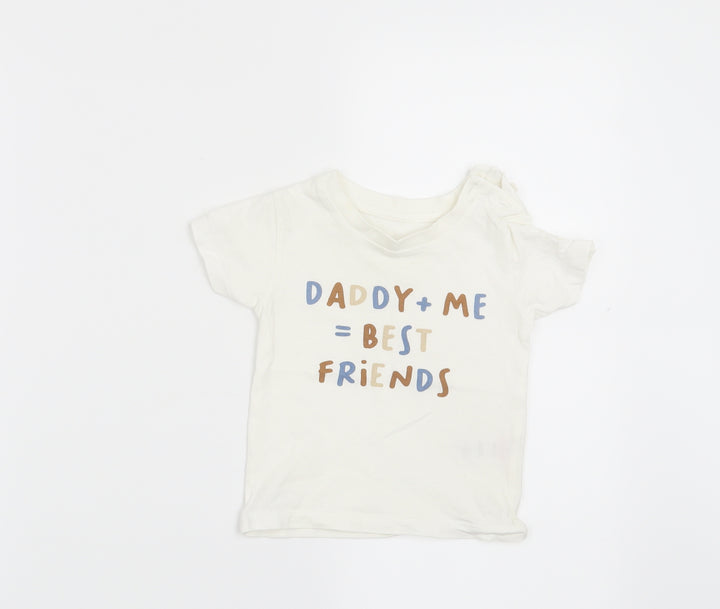 Matalan Baby White Basic T-Shirt Size 6-9 Months - Daddy + Me = Best Friends