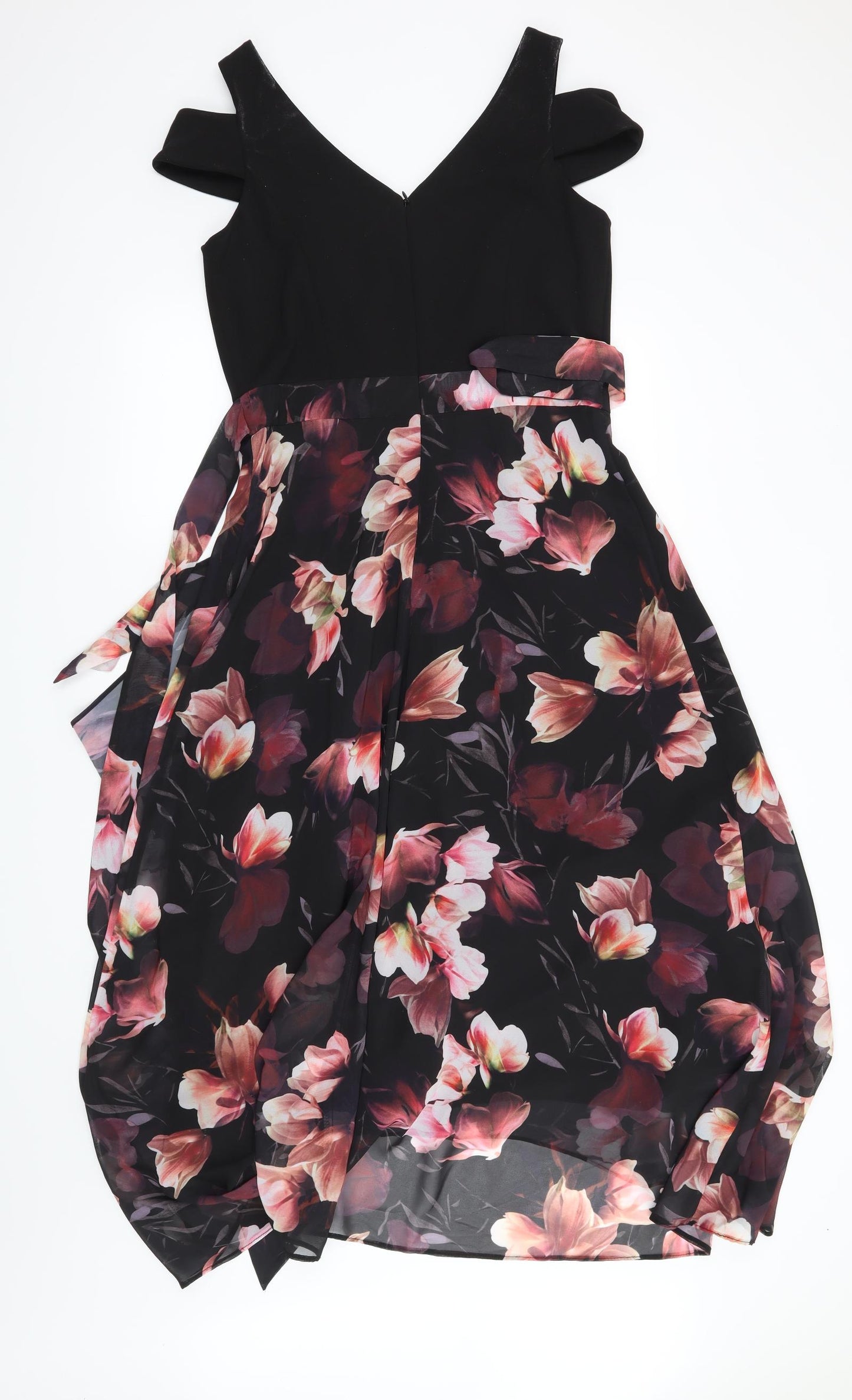 Roman Womens Black Floral  Fit & Flare  Size 12