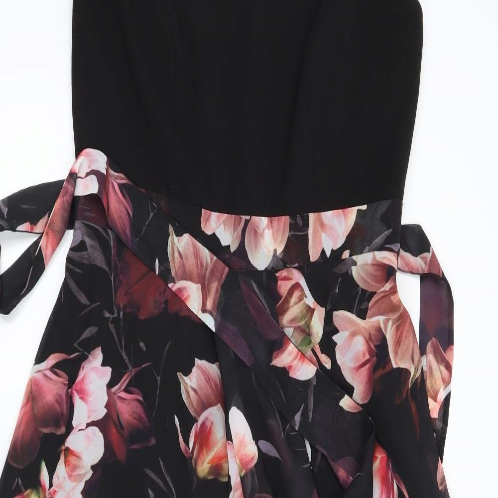 Roman Womens Black Floral  Fit & Flare  Size 12