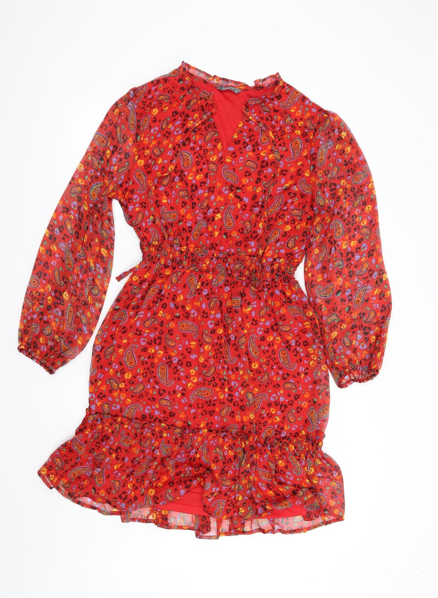 Papaya Womens Red Floral  Fit & Flare  Size 12