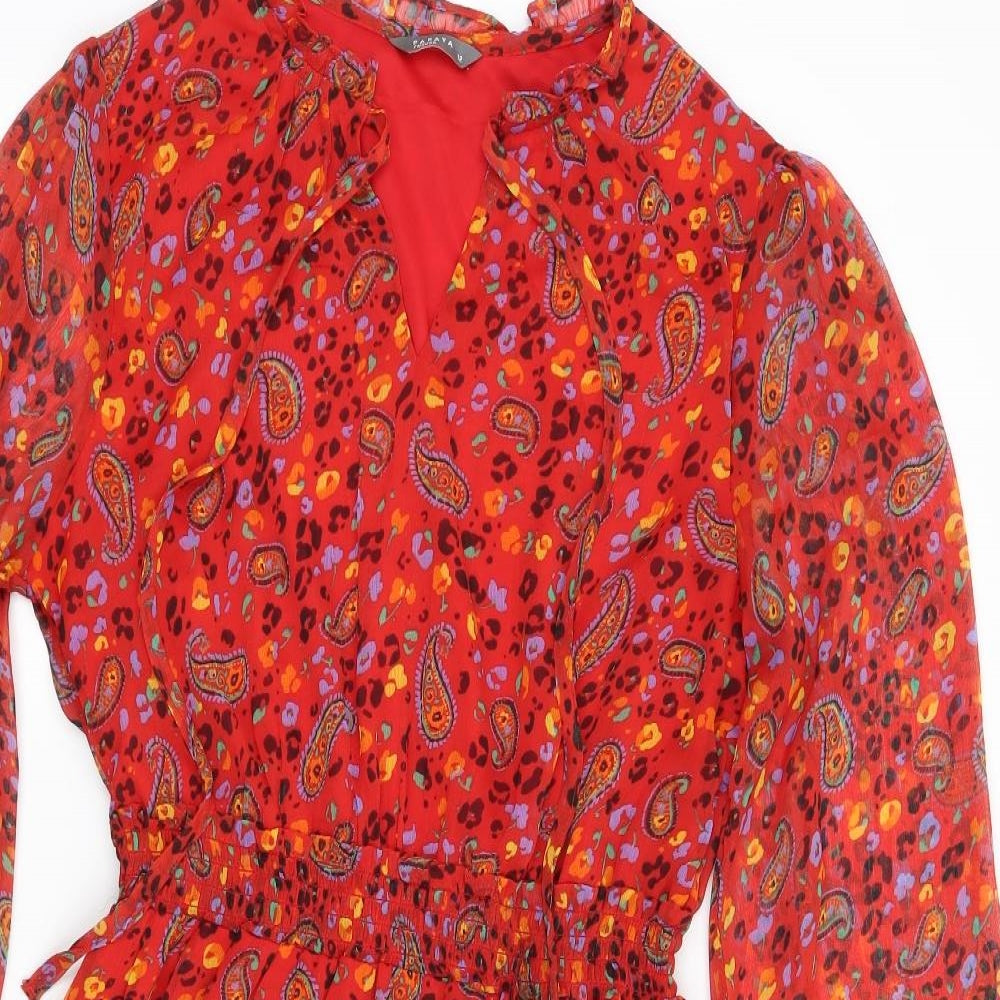Papaya Womens Red Floral  Fit & Flare  Size 12