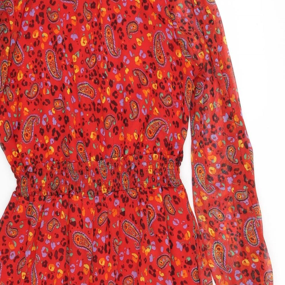 Papaya Womens Red Floral  Fit & Flare  Size 12
