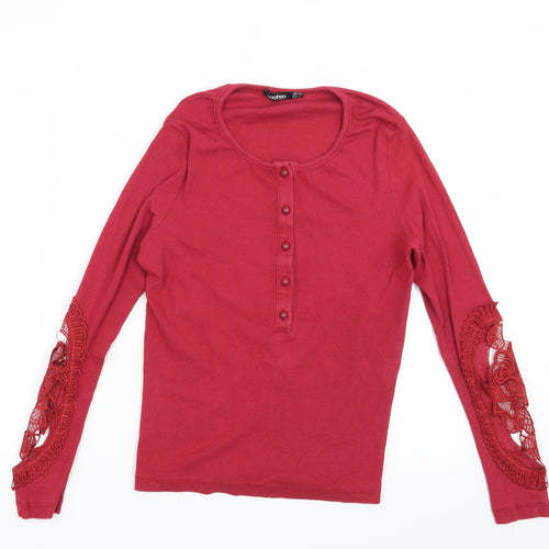 Boohoo Womens Red   Basic Blouse Size 10