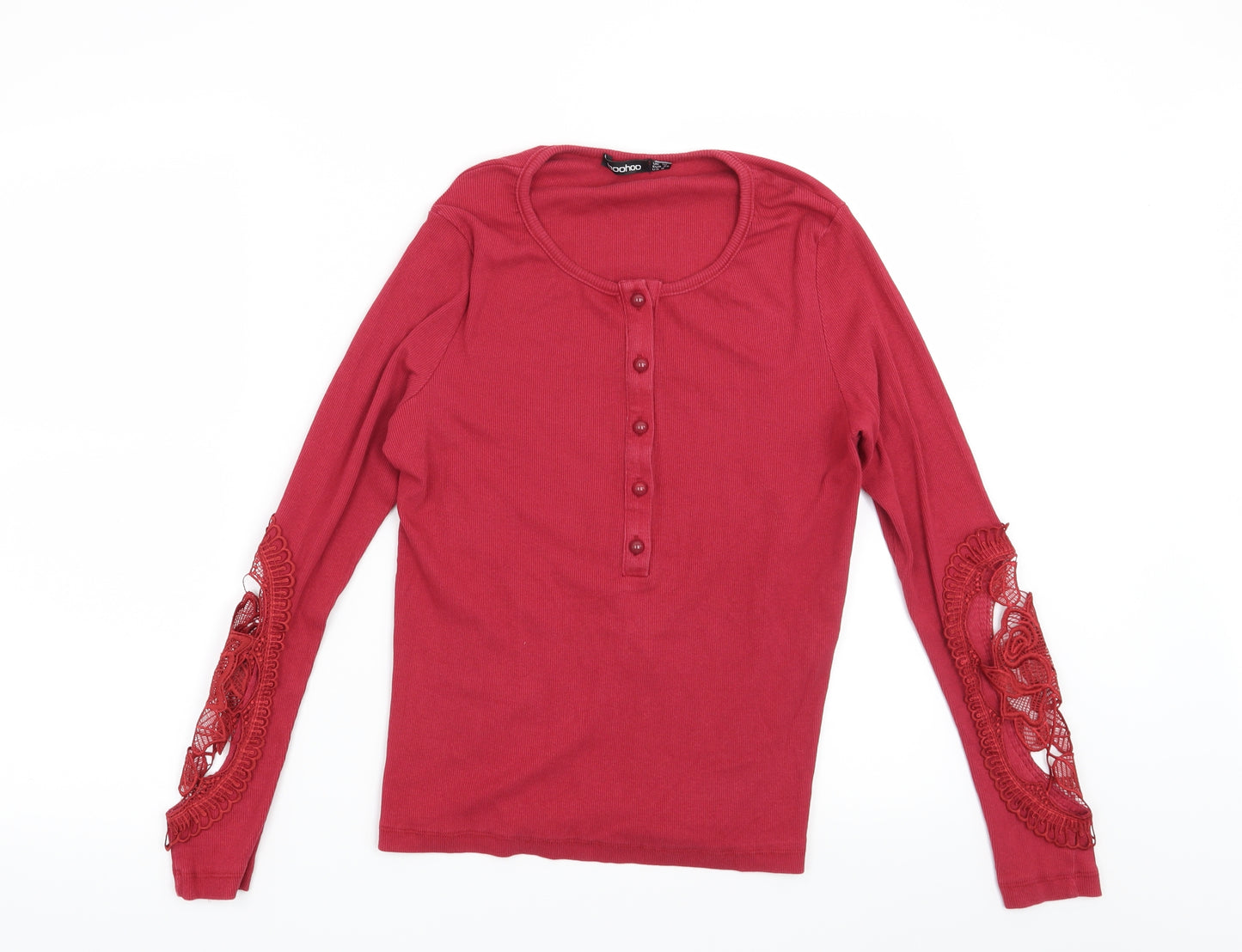Boohoo Womens Red   Basic Blouse Size 10