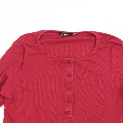 Boohoo Womens Red   Basic Blouse Size 10