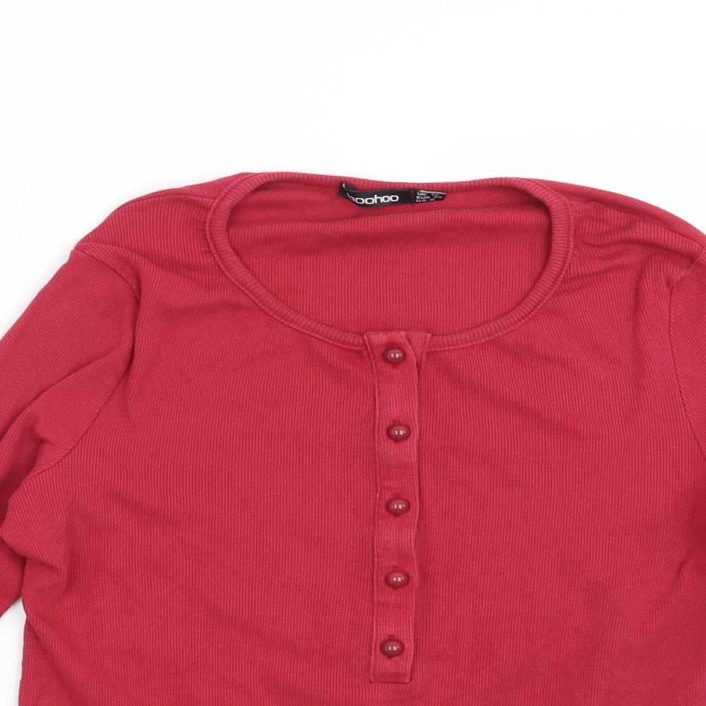 Boohoo Womens Red   Basic Blouse Size 10