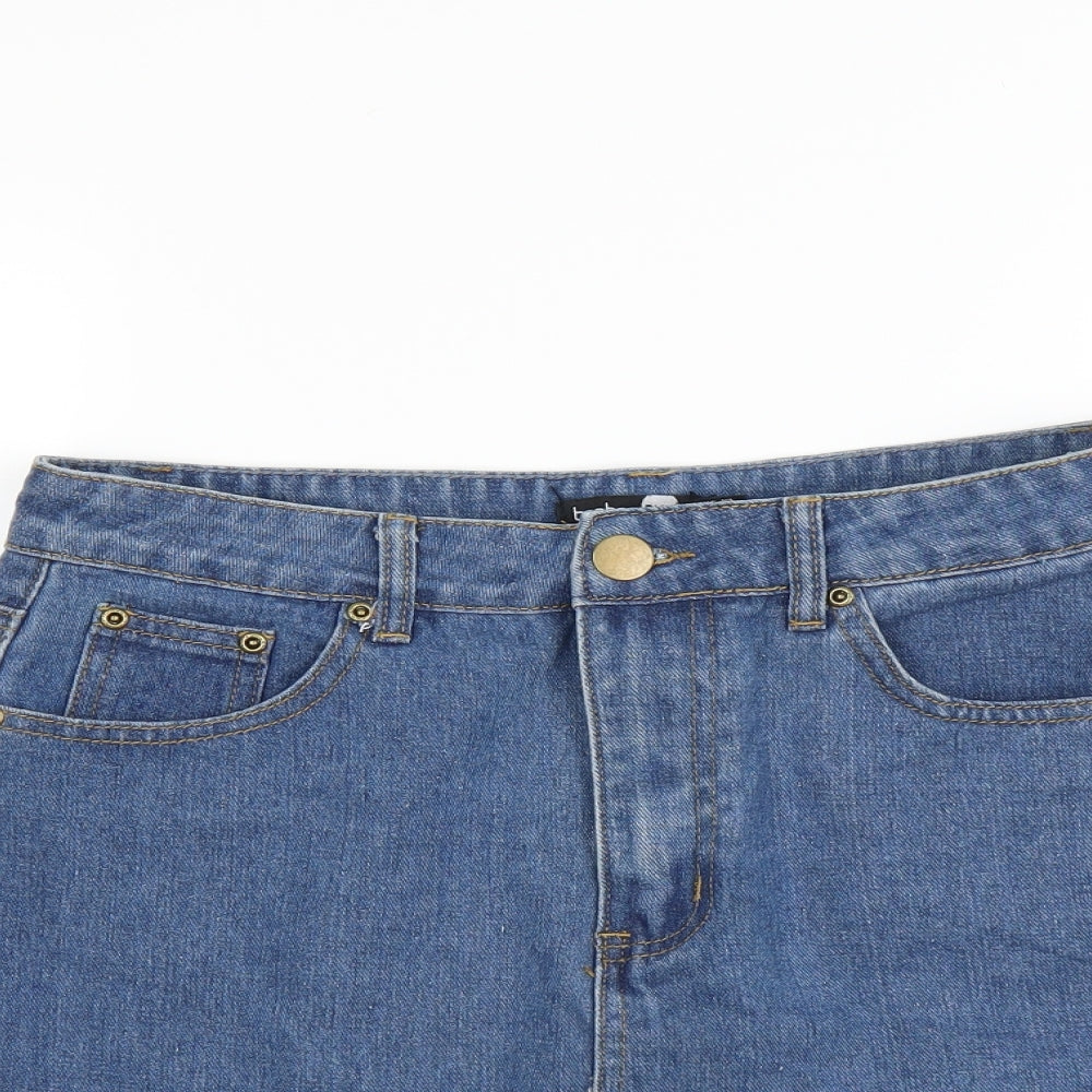 Boohoo Womens Blue  Denim Mini Skirt Size 12  - DISTRESSED