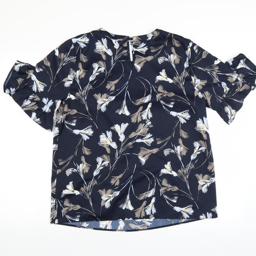 Sainsburys Womens Blue Floral  Basic Blouse Size 14