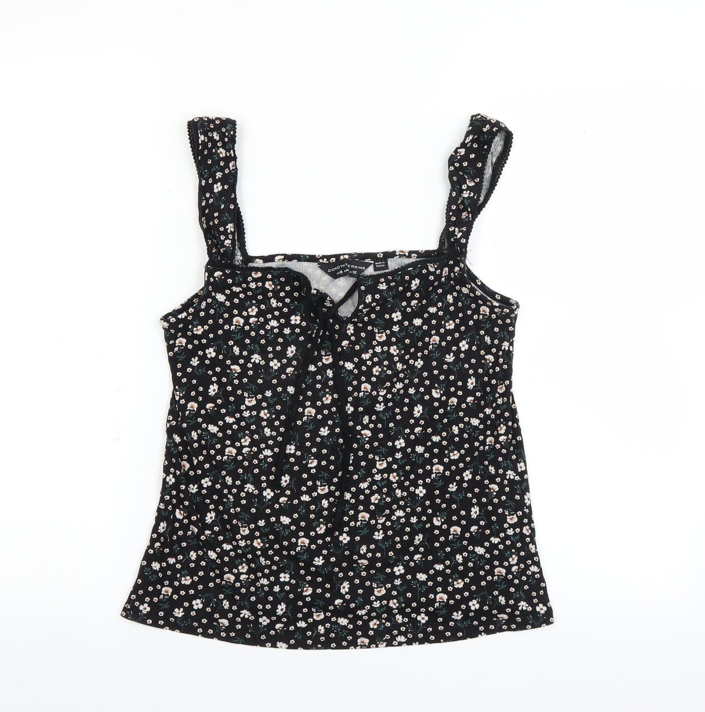 Dorothy Perkins Womens Black Floral  Basic Blouse Size 12