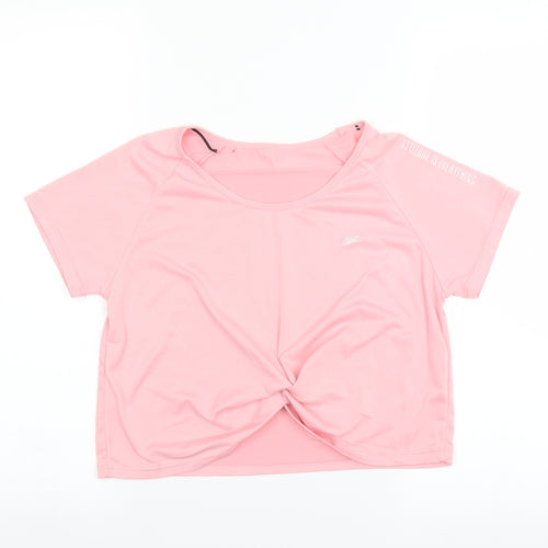 Preworn Womens Pink   Cropped T-Shirt   - twist front