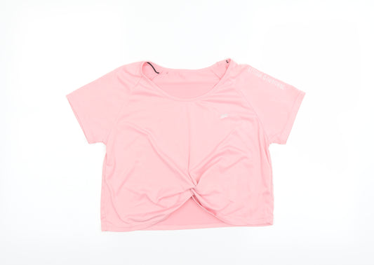 Front view of women’s pink cropped t-shirt - twist front