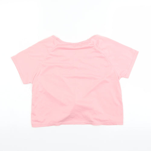 Preworn Womens Pink   Cropped T-Shirt   - twist front