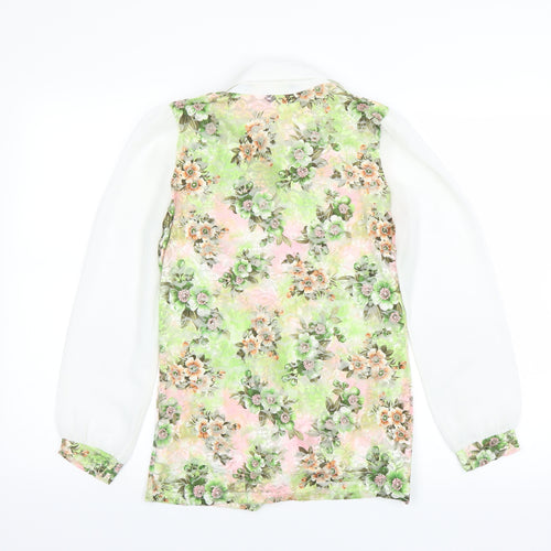 Collection London Womens Green Floral  Basic Blouse Size S  - sheer lace