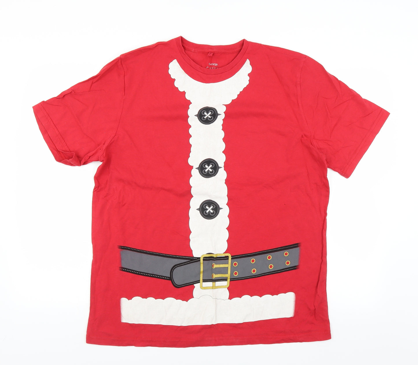 George Mens Red    T-Shirt Size L  - CHRISTMAS