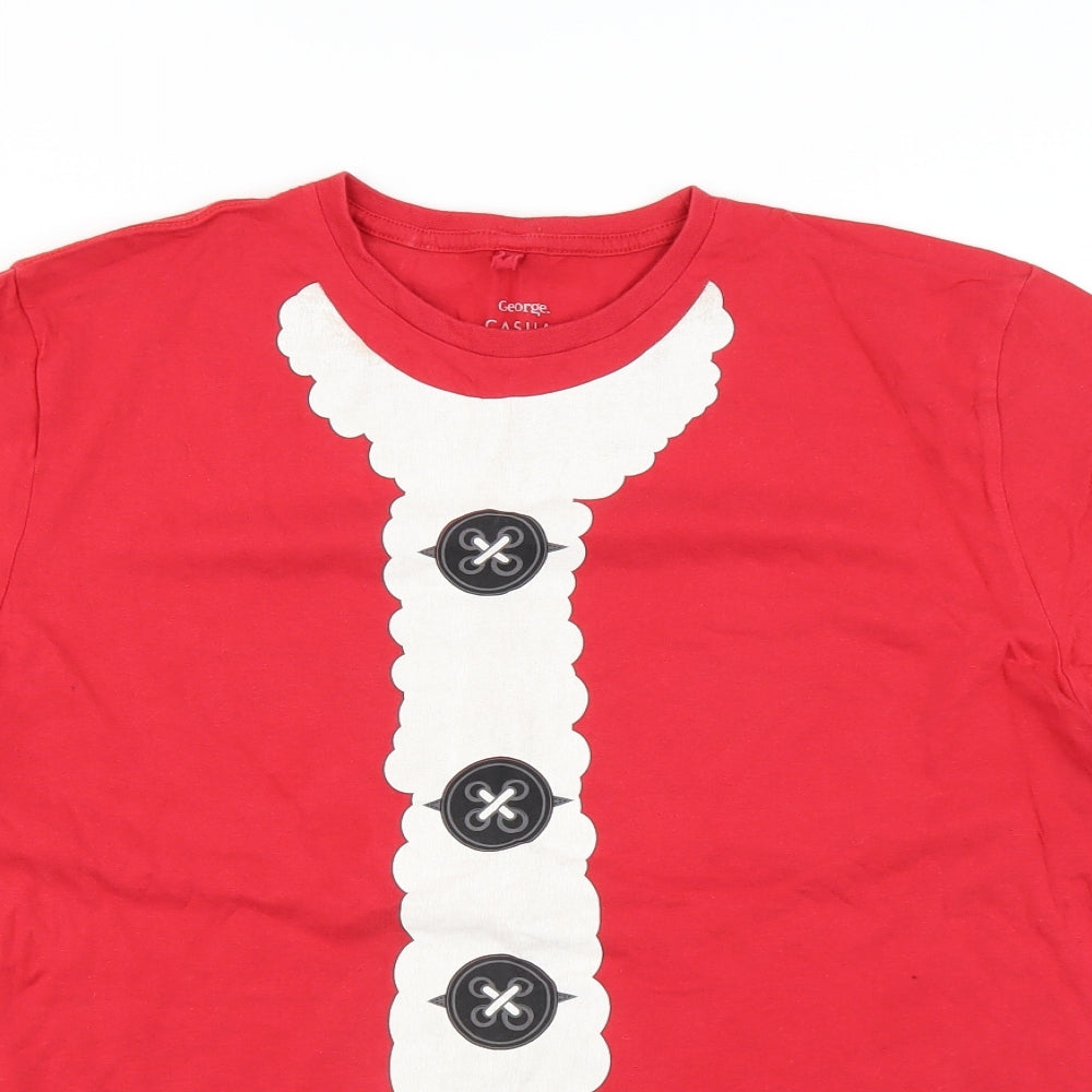 George Mens Red    T-Shirt Size L  - CHRISTMAS