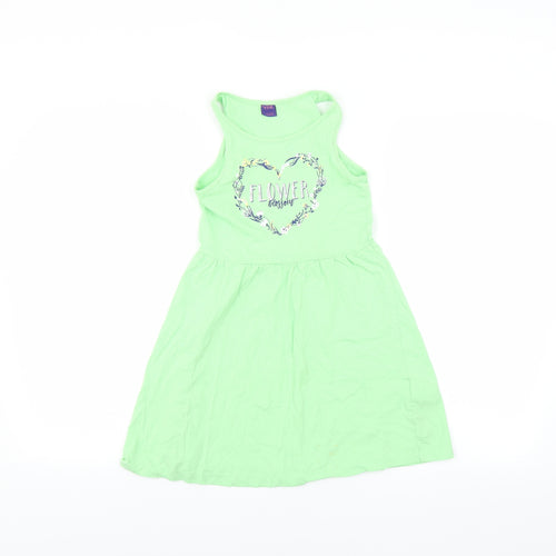 YFK Girls Green   Fit & Flare  Size 10 Years  - flower