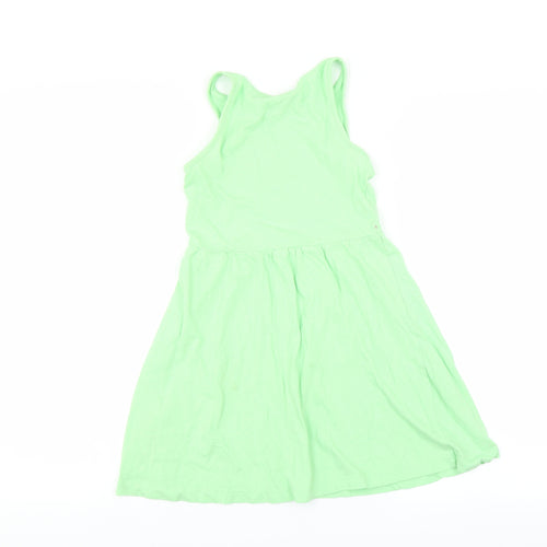 YFK Girls Green   Fit & Flare  Size 10 Years  - flower
