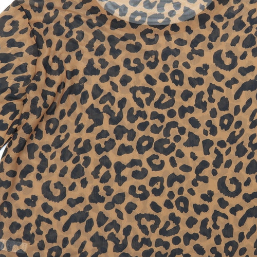 Sainsburys Womens Brown Animal Print  Basic Blouse Size 14  - sheer