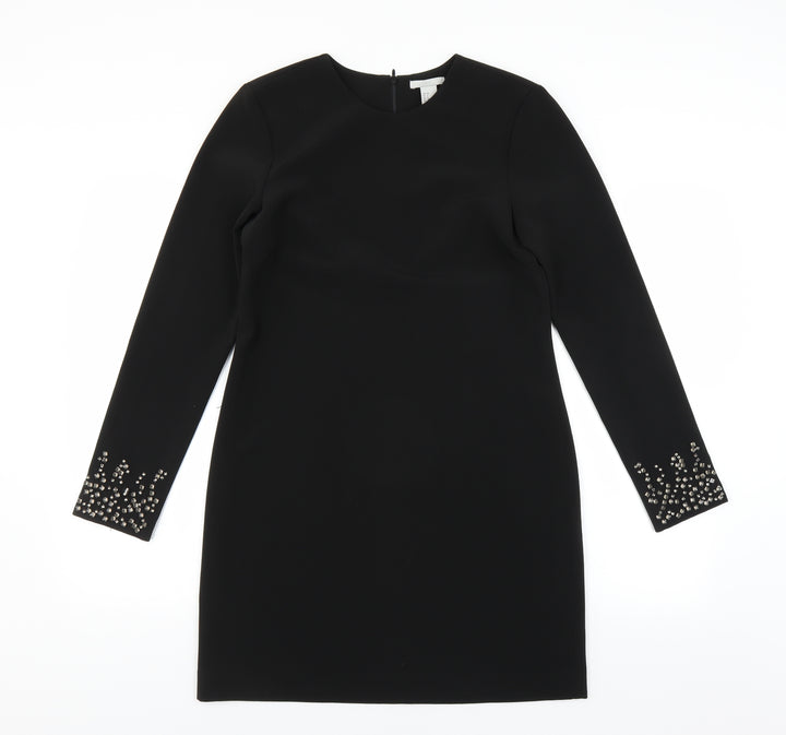 H&M Womens Black Shift Size 10 - beaded cuffs