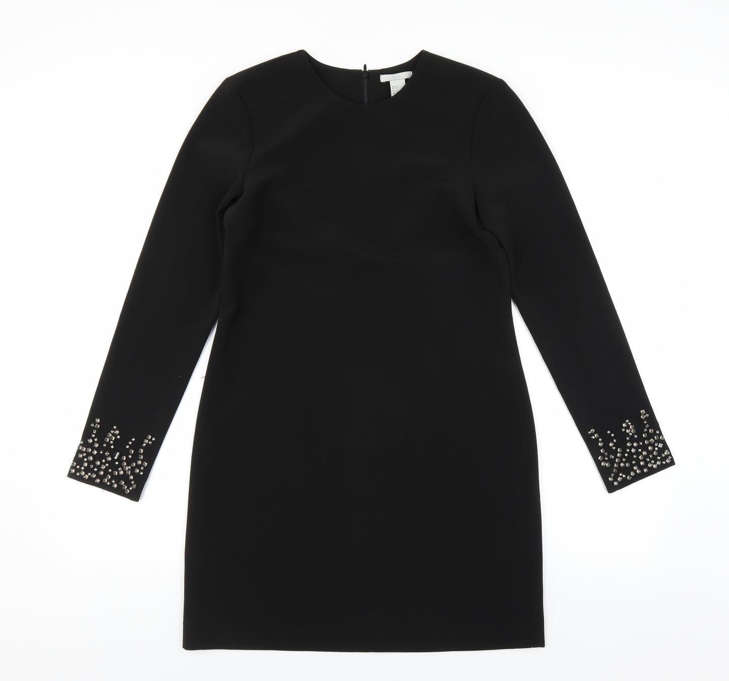 H&M Womens Black   Shift  Size 10  - beaded cuffs