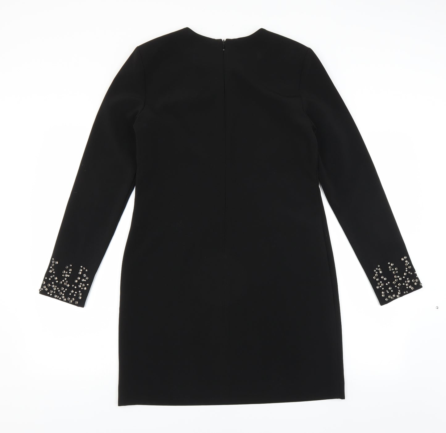 H&M Womens Black   Shift  Size 10  - beaded cuffs