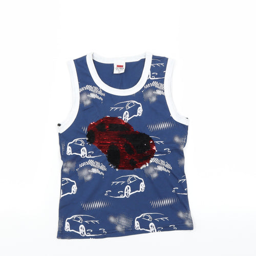 ZEYREK Boys Blue   Basic Tank Size 5-6 Years  - CARS
