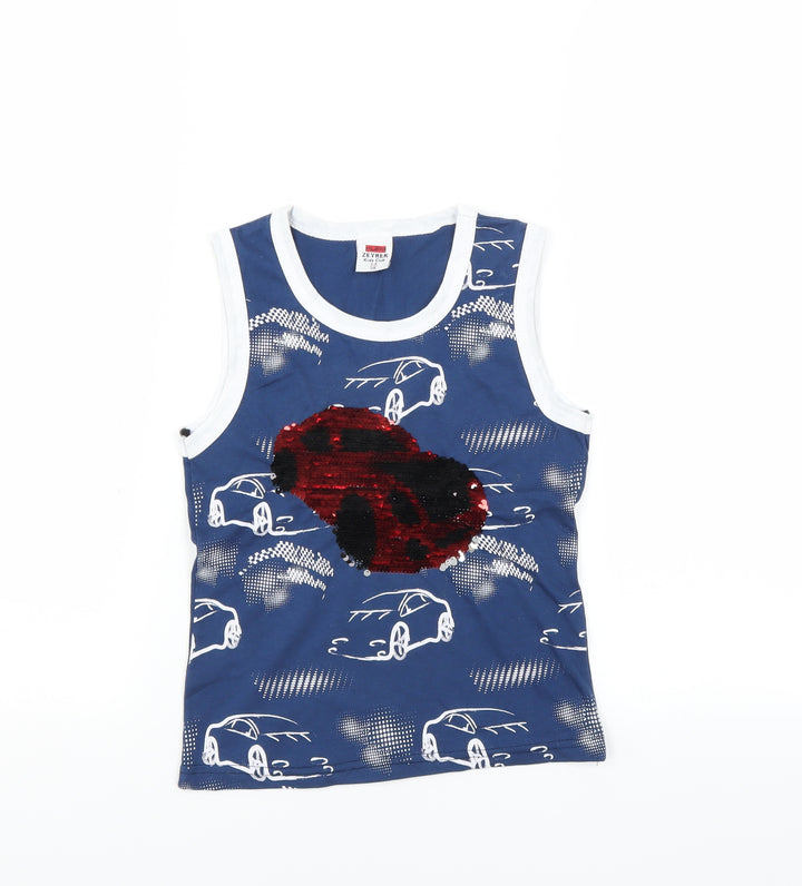 ZEYREK Boys Blue Basic Tank Size 5-6 Years - CARS